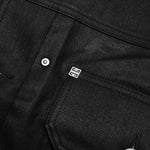 Pleated and Snapped Denim Jacket - Black
