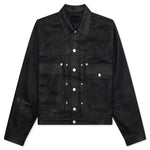 Pleated and Snapped Denim Jacket - Black