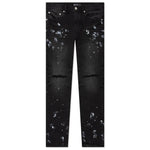 P001 - Black Paint Knee Slit Jacquard Monogram