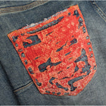 Purple Denim P001 - Mid Indigo Quilted Destroy Pocket