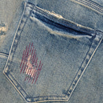 Purple Denim P001 - Mid Indigo Tan Repairs