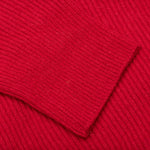 Big Ribbed Knit Cardigan With Fabric Lining - Red