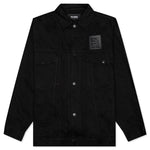 Denim Jacket with Leather Patch - Black