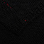 Loose Fit Cropped Wool Jacquard Sweater - Black