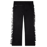 Rayon Jersey Fringe Boot-Cut Track Pant - Black