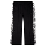 Rayon Jersey Fringe Boot-Cut Track Pant - Black