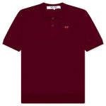 Red Emblem S/S Polo Neck - Burgundy