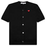 Red Emblem S/S V Neck Cardigan - Black