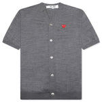 Red Emblem S/S V Neck Cardigan - Grey