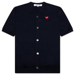 Red Emblem S/S V Neck Cardigan - Navy