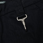 Cotton Herringbone Cargo Pants - Black