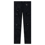 Cotton Herringbone Cargo Pants - Black