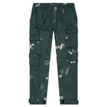 Stamp Print Cotton Canvas Cargo Trouser - Green