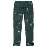 Stamp Print Cotton Canvas Cargo Trouser - Green