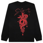 Chandelier and Snake Print Long Sleeve T-Shirt - Black
