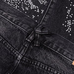 Rhinestone Face Jeans - Black