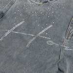 Rhinestone Wide Leg Pant - Indigo