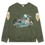 Wolf In Nature Graphic Crewneck - Olive