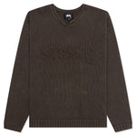 Roll V-Neck Logo Sweater - Brown