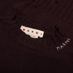 Round Neck Distressed Sweater - Dark Raisin