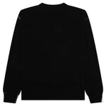 Wool Patch Mending Roundneck Sweater - Black