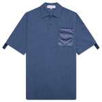 Quilted Pocket Polo Top - Light Indigo