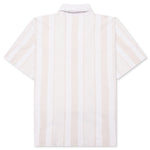 Stripped Cotton Towelling Boxy Fit Shirt - White/Beige