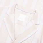 Stripped Cotton Towelling Boxy Fit Shirt - White/Beige