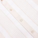 Stripped Cotton Towelling Boxy Fit Shirt - White/Beige