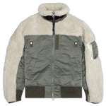 Faux Shearling Nylon Twill Blouson - Ecru