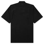 Curved Hem Nylon Short Sleeve Shirt - Black