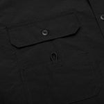 Curved Hem Nylon Short Sleeve Shirt - Black