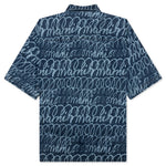 Bleached Echoes Organic Poplin Bowling Shirt - Blue Kyanite