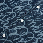 Bleached Echoes Organic Poplin Bowling Shirt - Blue Kyanite