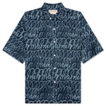 Bleached Echoes Organic Poplin Bowling Shirt - Blue Kyanite