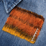 Virgin Wool Shirt With Knitted Patches - Deep Blue