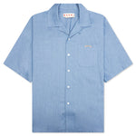 Blue Denim Short Sleeve Shirt with Trunakaroo Plaque - Iris Blue