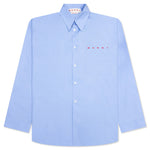 Light Blue Organic Poplin Shirt With Peeping Logo - Iris/Blue
