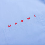 Organic Poplin Zip Shirt With Hidden Logo- Iris/Blue
