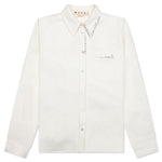 White Drill Shirt With Mending - Lily White