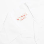 White Organic Poplin Bowling Shirt with Flower Patch - Lily White