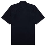 Curved Hem Nylon Short Sleeve Shirt - Navy/White