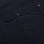 Curved Hem Nylon Short Sleeve Shirt - Navy/White