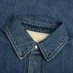 Washed and Bleached Raw Denim Shirt - Blue