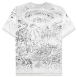Short Sleeve Printed Crew Neck Mesh Top - Tattoo