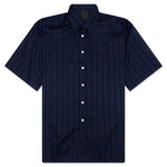 Cotton Voile Shirt With Stripes - Navy