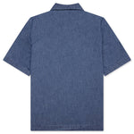 Logo Embroidered Short-Sleeve Shirt - Denim Blue