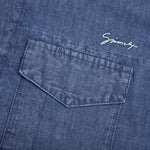 Logo Embroidered Short-Sleeve Shirt - Denim Blue