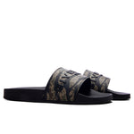 Slide Flat Sandals - Black/Khaki