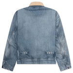 Denim Jacket with Corduroy Collar - Light Blue